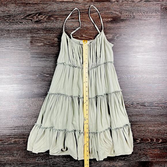 Aeropostale Babydoll Tiered Dress Small Green Spaghetti Strap Y2K Boho Festival - Picture 5 of 8